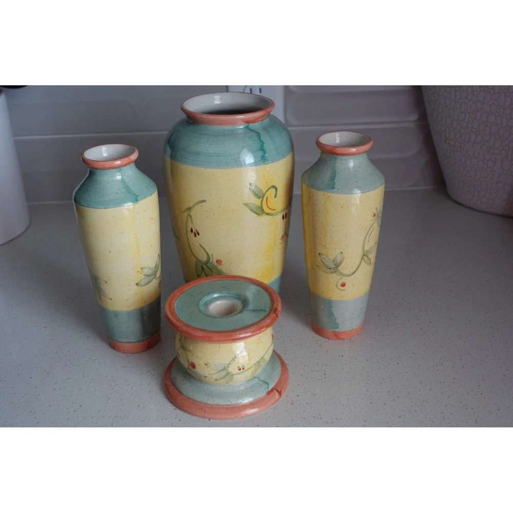 vintage‎ ceramic vases 70s retro style multi colors set of 4